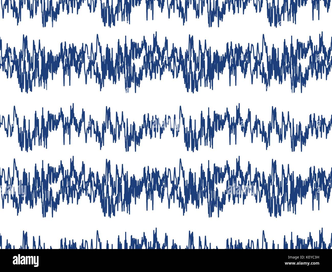 Le onde sonore seamless pattern. audio tecnologia infinite, sfondo musicale di ripetizione di impulsi texture. moderno sfondo geometrico. illustrazione vettoriale. Illustrazione Vettoriale