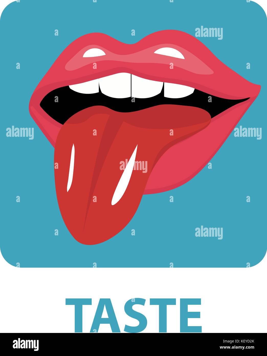 Senso del gusto icona stile piatto. isolato su sfondo bianco. illustrazione vettoriale. Illustrazione Vettoriale