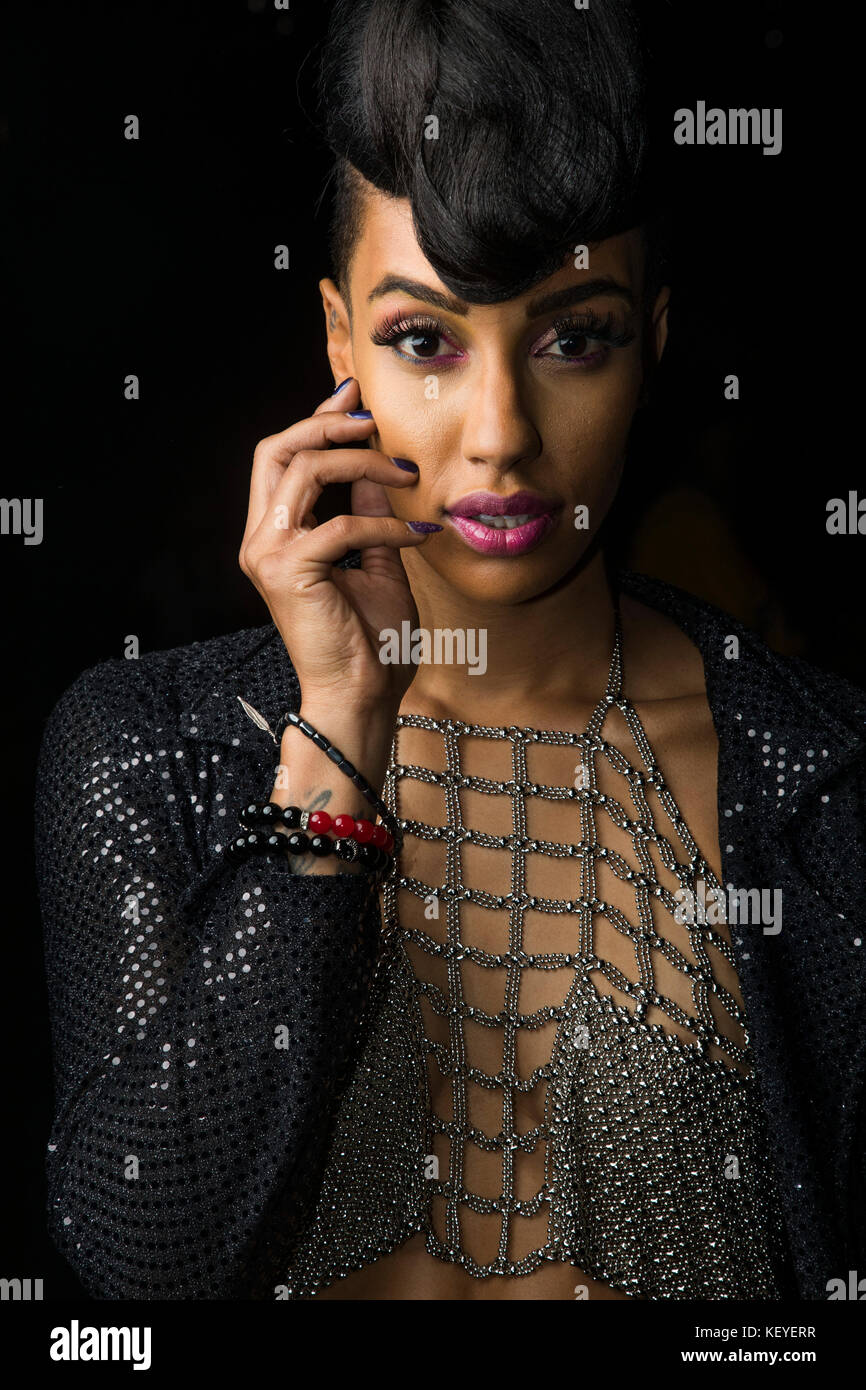 Azmarie Livingston, attrice e modello, Stile Fashion Week, Pacific Design Center, West Hollywood, Los Angeles, California, Stati Uniti d'America Foto Stock
