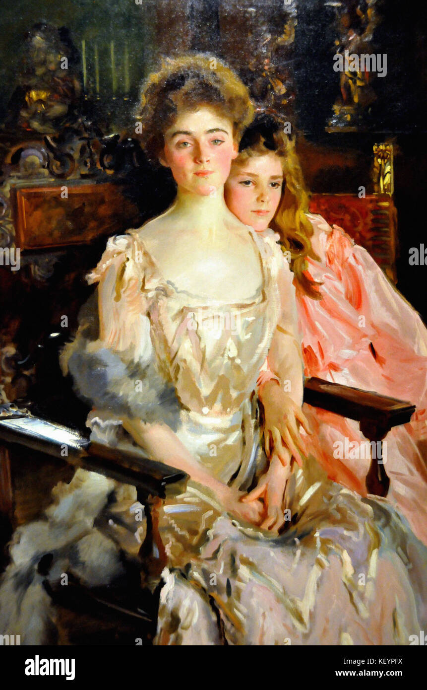 John Singer Sargent Sig.ra Fiske Warren (Gretchen Osgood) e sua figlia Rachel Foto Stock