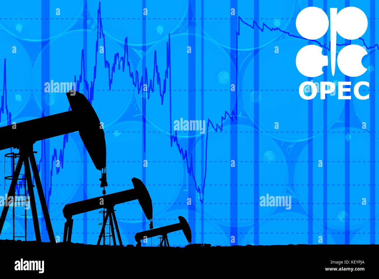 Silhouette olio industriale martinetto della pompa olio e grafico a serbatoi di olio sfondo impilati Foto Stock