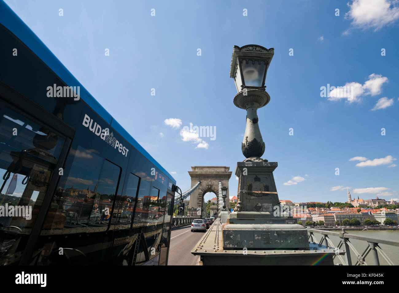 Vista orizzontale del Ponte della Catena a Budapest. Foto Stock