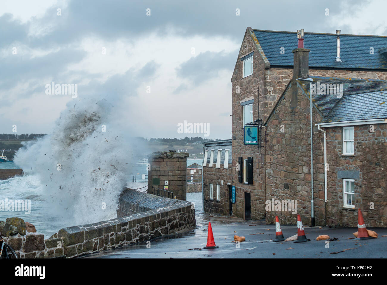 Tempesta Imogen colpisce le Isole Scilly nel sud ovest del Regno Unito, Febbraio 2016 Foto Stock