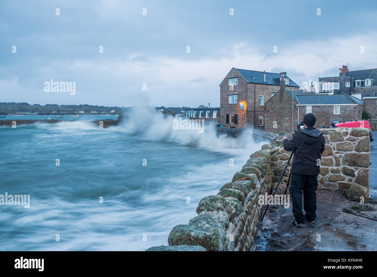 Tempesta Imogen colpisce le Isole Scilly nel sud ovest del Regno Unito, Febbraio 2016 Foto Stock