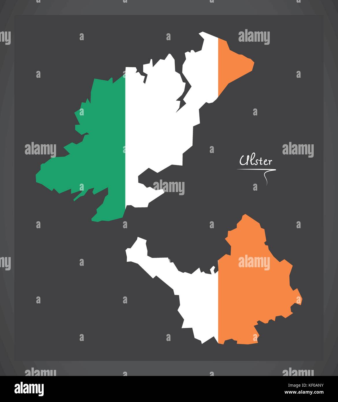 Ulster Mappa di Irlanda con la nazionale irlandese di bandiera illustrazione Illustrazione Vettoriale