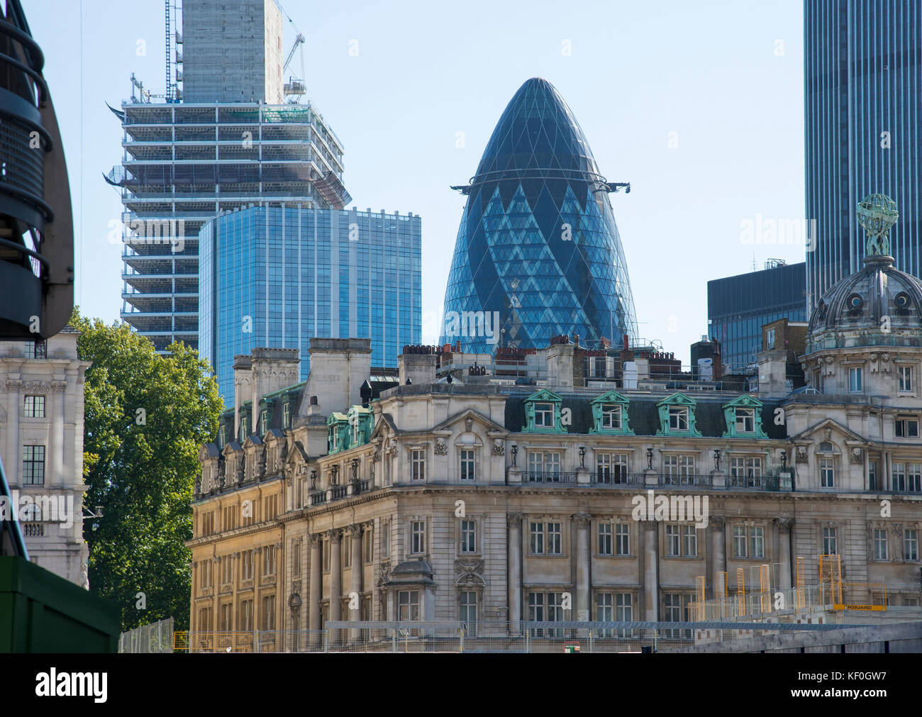 Vista dell'edificio Gherkin, Londra. Foto Stock