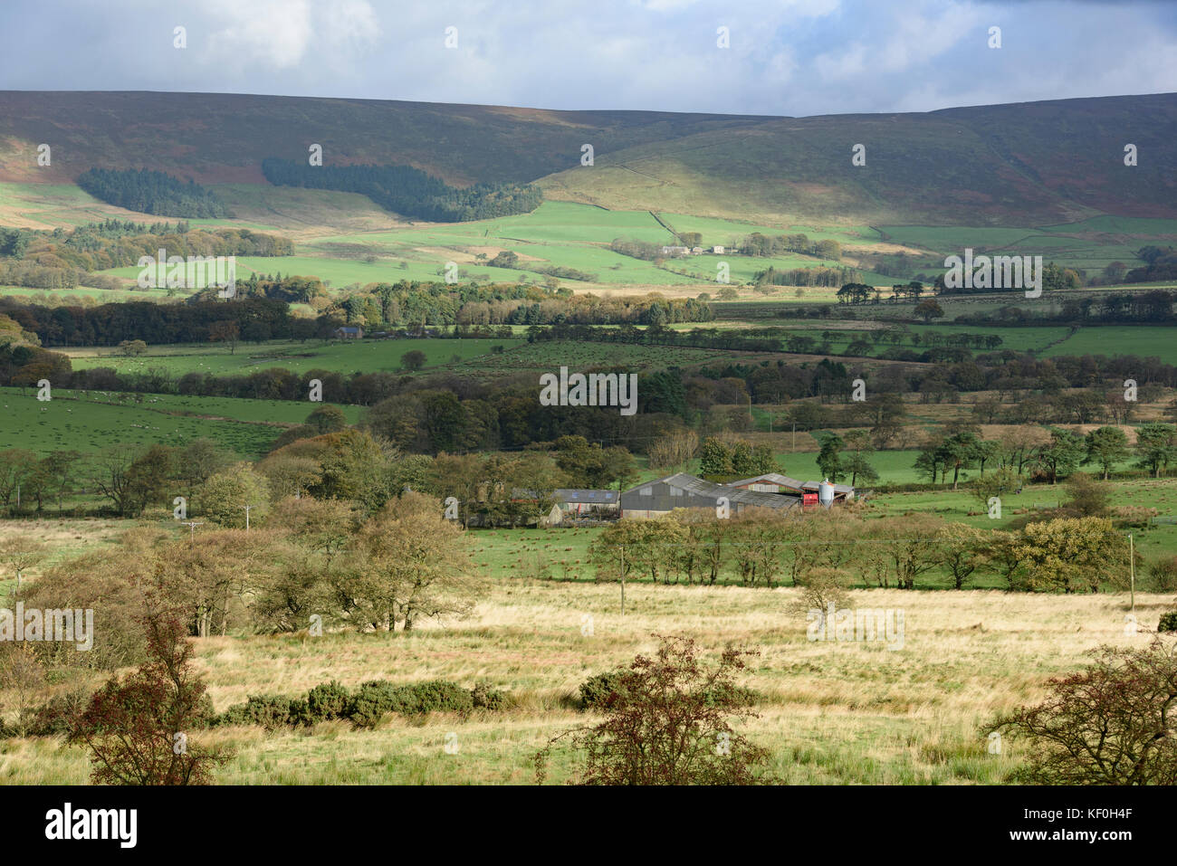 Vista su Bleasdale dal Beacon Fell Country Park, Preston, Lancashire. Foto Stock