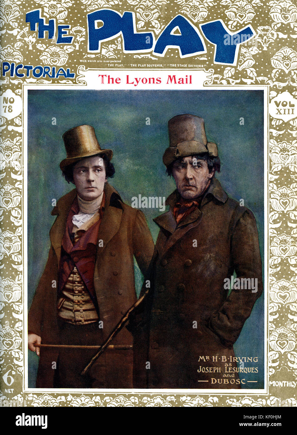 "Lyons Mail' con Henry Brodribb Irving come Joseph Lesurques e Dubosc (5 agosto 1870 - 17 ottobre 1919). London Theatre. Coperchio della riproduzione pittorica, 1908. Foto Stock