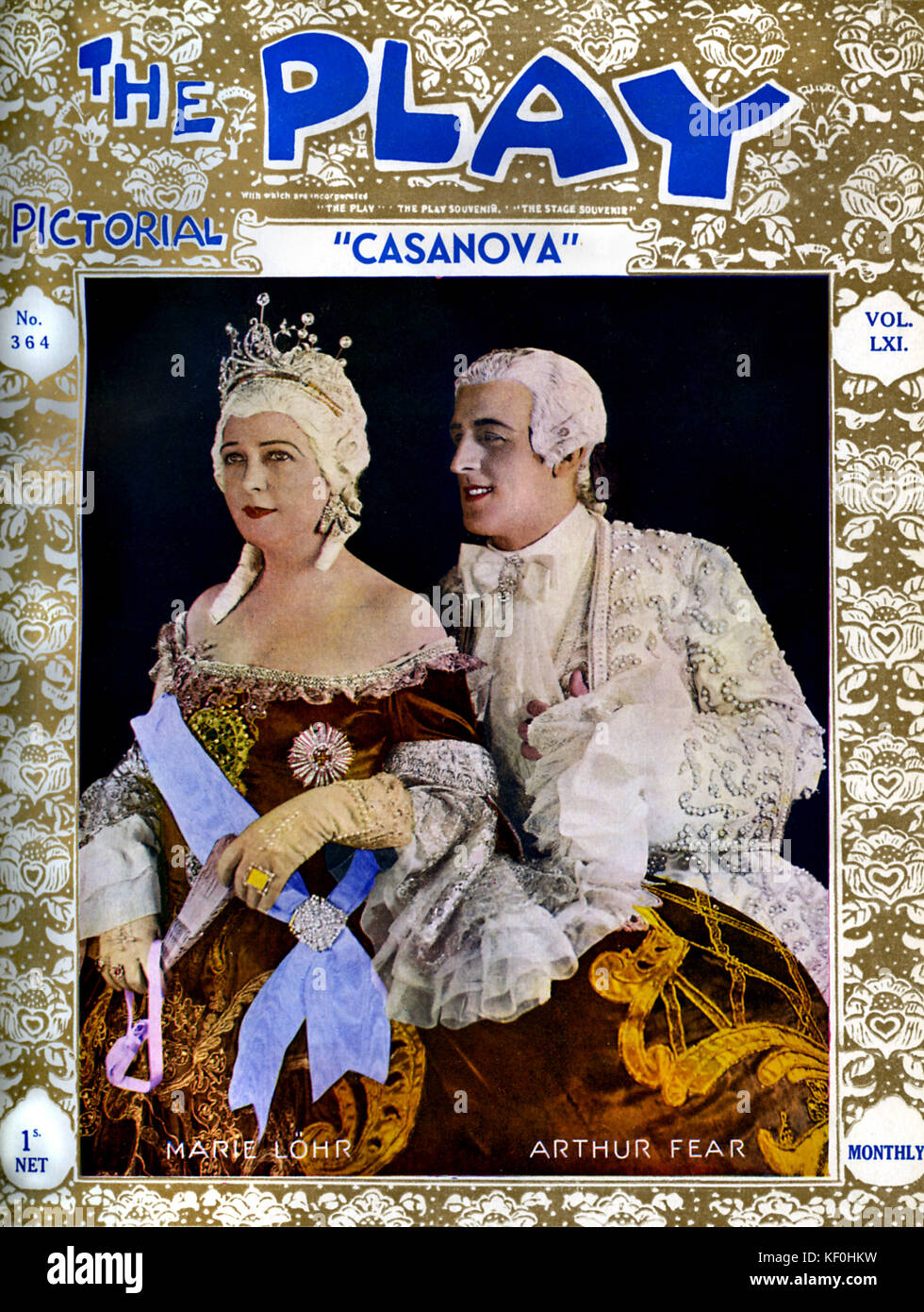 "Casanova" adattato da Hans Muller, con Marie Lohr (28 luglio 1890 - 21 gennaio 1975) e Arthur paura nel ruolo del titolo. Musiche di Johann Strauss (disposti da Ralph Benatsky).Premiere presso il Colosseo, Londra, 24 maggio 1932. Coperchio della riproduzione pittorica, 1932. Foto Stock