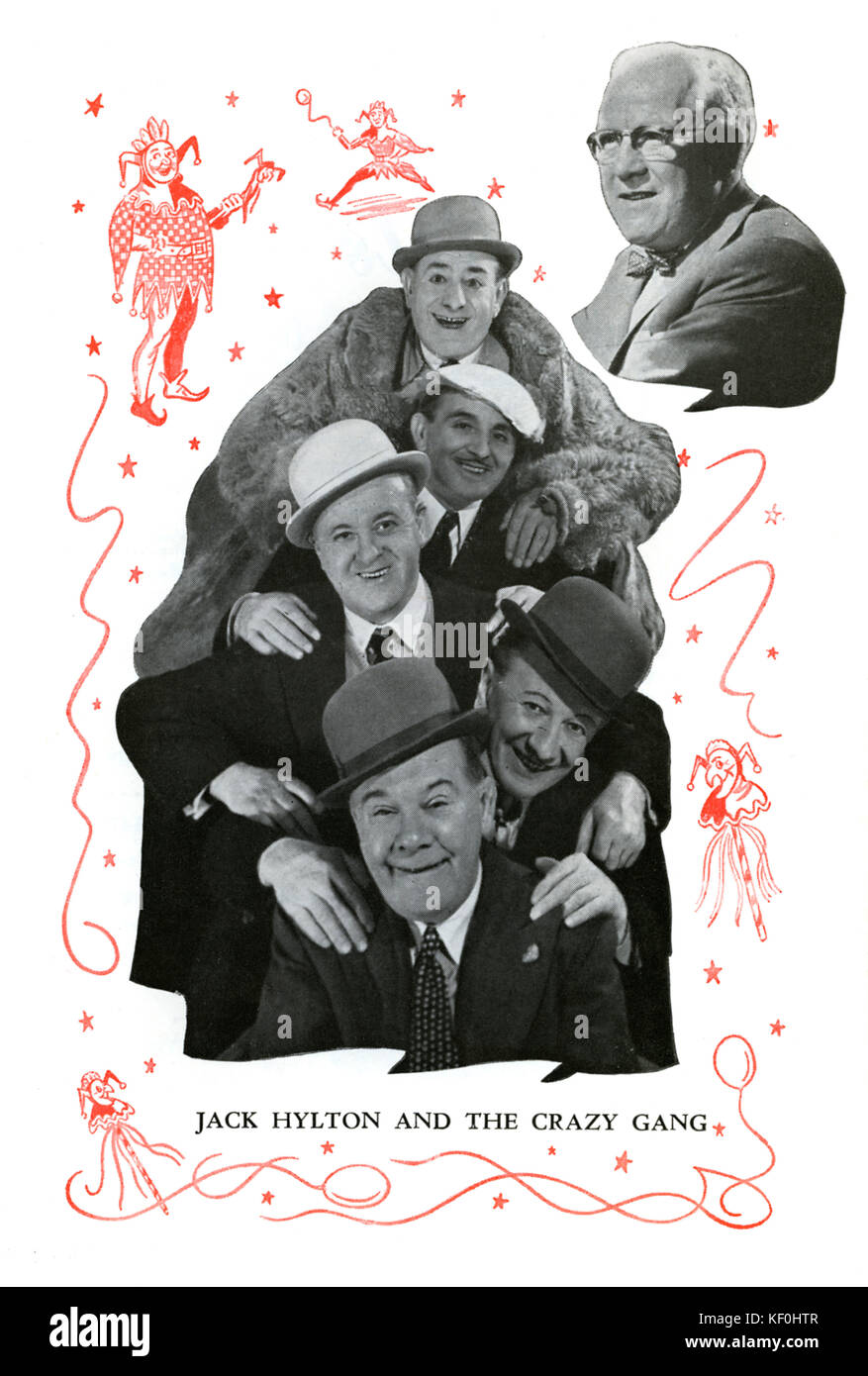 Il pazzo di pista in questi sciocchi re presso il Victoria Palace Theatre, Londra, 1930s. Programma. Crazy Gang, un gruppo di animatori britannico composto da Jimmy Nervo, Teddy Knox, Bud Flanagan, Charlie Naughton e Jimmy oro. Foto Stock