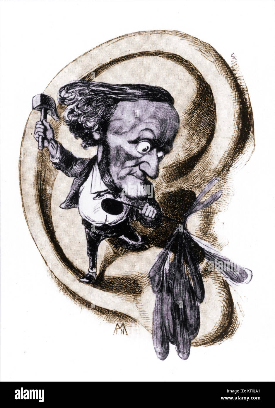 Richard Wagner caricatura di André Gill, da L'Eclipse, aprile 1869. Compositore tedesco (1813-1883) Foto Stock