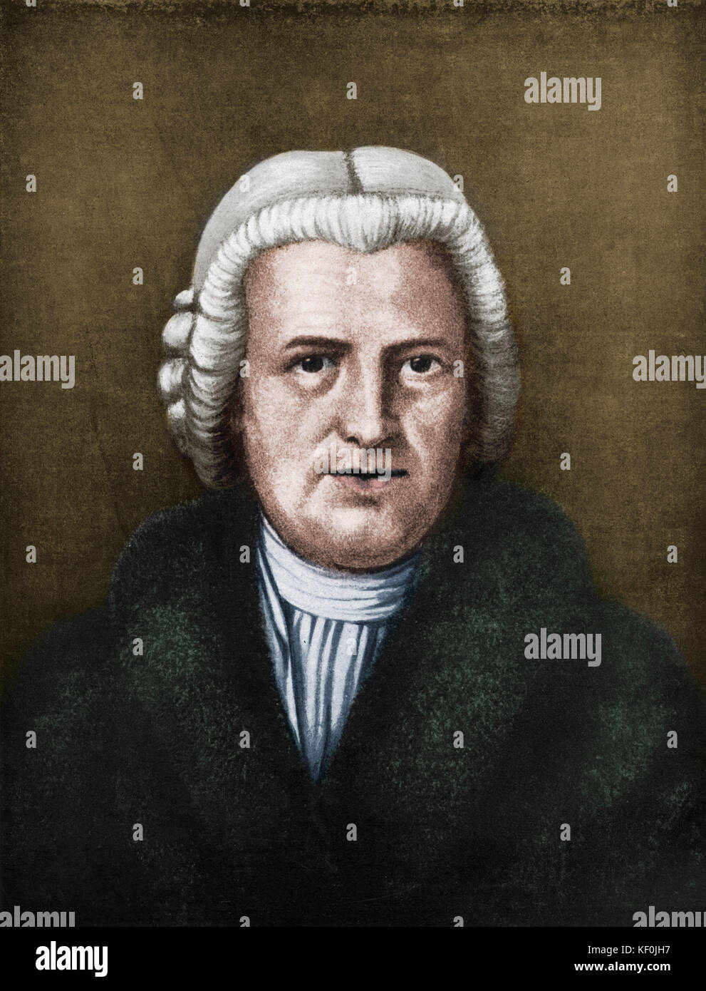 Bernhard Christoph Breitkopf - Ritratto del fondatore di Breitkopf & Härtel, il più antico del mondo music publishing house. Fondata nel 1719 a Lipsia. 1695 - 1777. Bernhard Christoph Breitkopf lavorato con J.S. Bach. La società ha lavorato con Beethoven, Joseph Haydn, Mendelssohn, Schumann, Liszt, Wagner e Brahms. Versione Colorised. Foto Stock