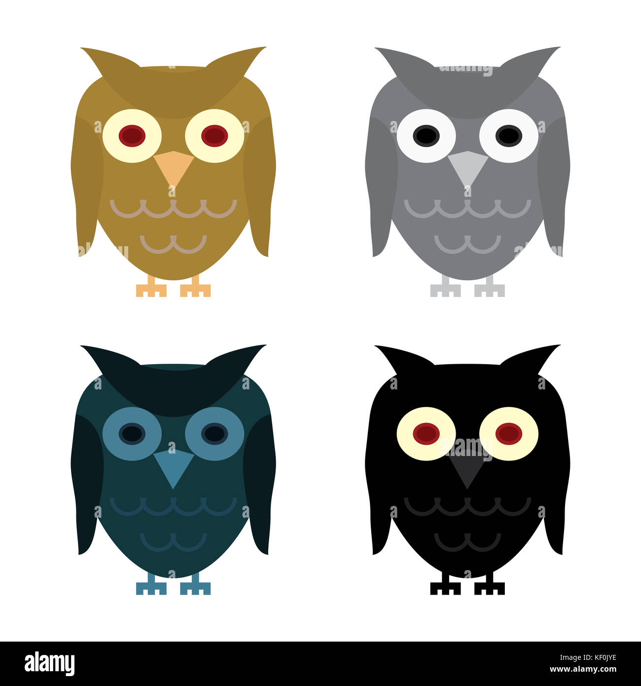 Il gufo giorno notte grigio e halloween gufo nero con gli occhi rossi Foto Stock