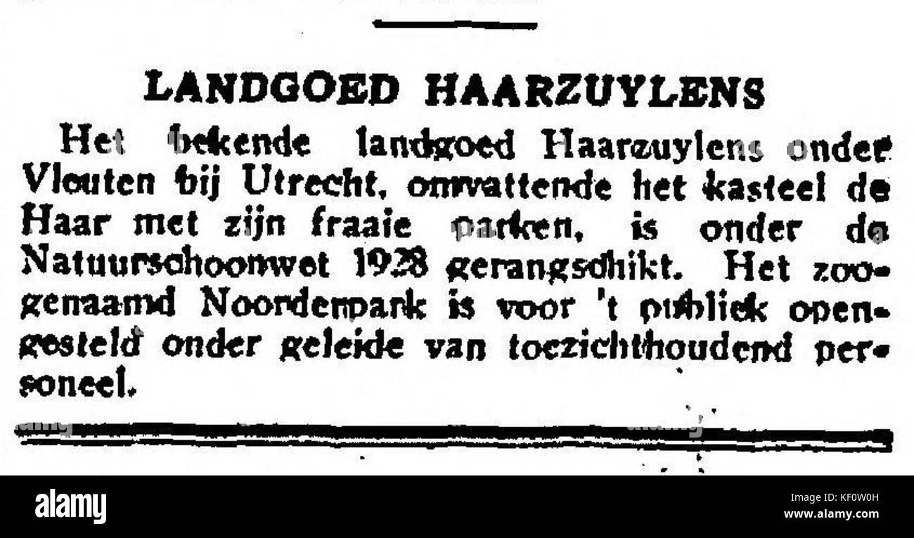 Het Vaderland vol 065 1933 10 12 Avondblad Landgoed Haarzuylens Foto Stock