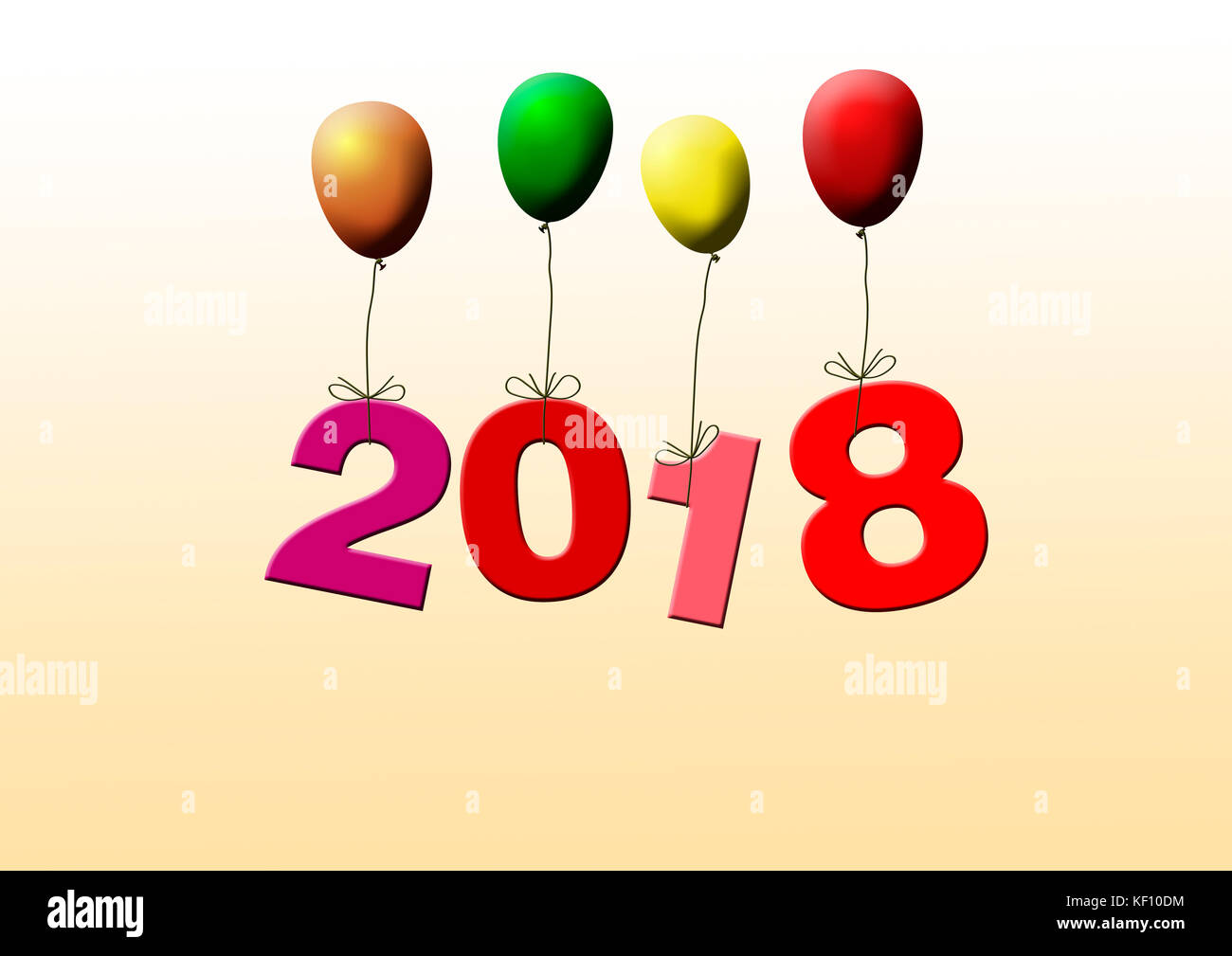 Nuova data di anni 2018 battenti con palloncini colorati Foto Stock