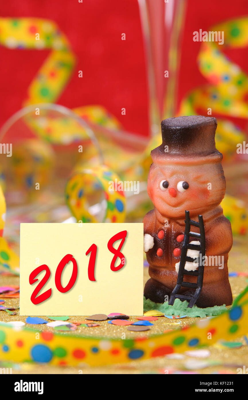 Il marzapane portafortuna per il nuovo anno 2018 Foto Stock
