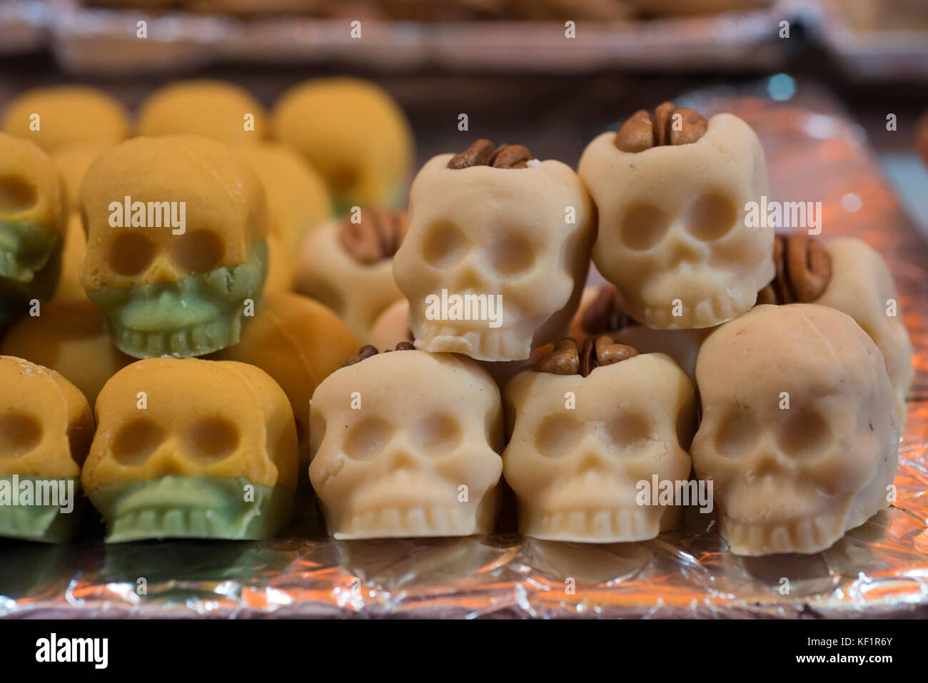 Teschi caramella per la festa della morte in Messico Foto Stock