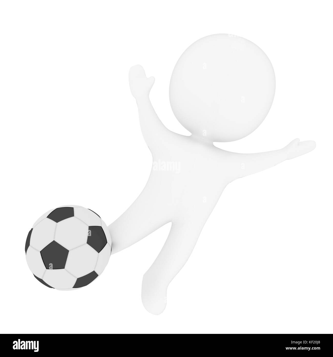 Bianco obiettivo umano detentore di una partita di calcio in 3D rendering Foto Stock