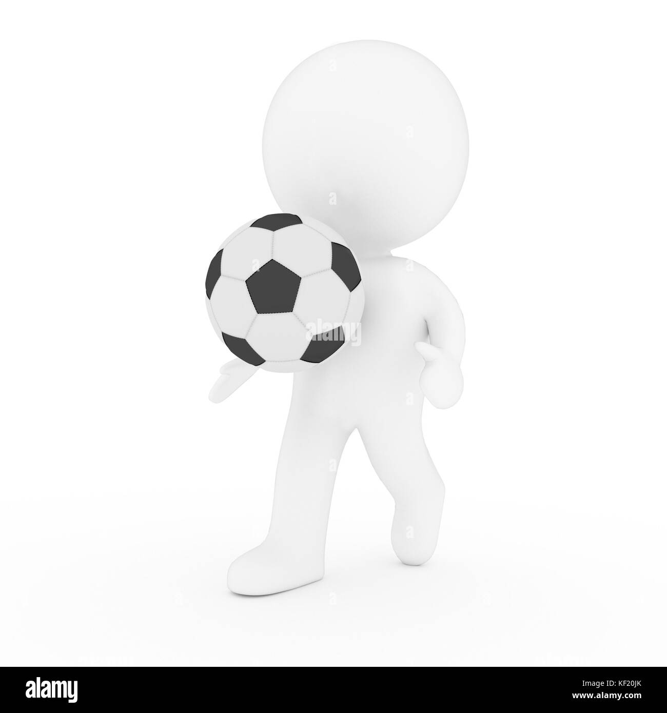 Uomo bianco a giocare a calcio o di calcio in 3D rendering Foto Stock