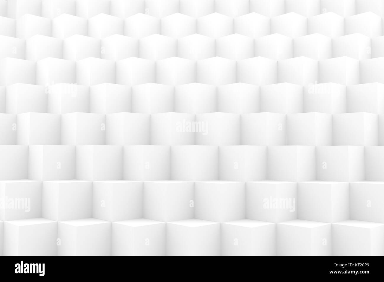 Astratta geometrica bianco cubetti in perfetta sullo sfondo del modello in 3D rendering Foto Stock
