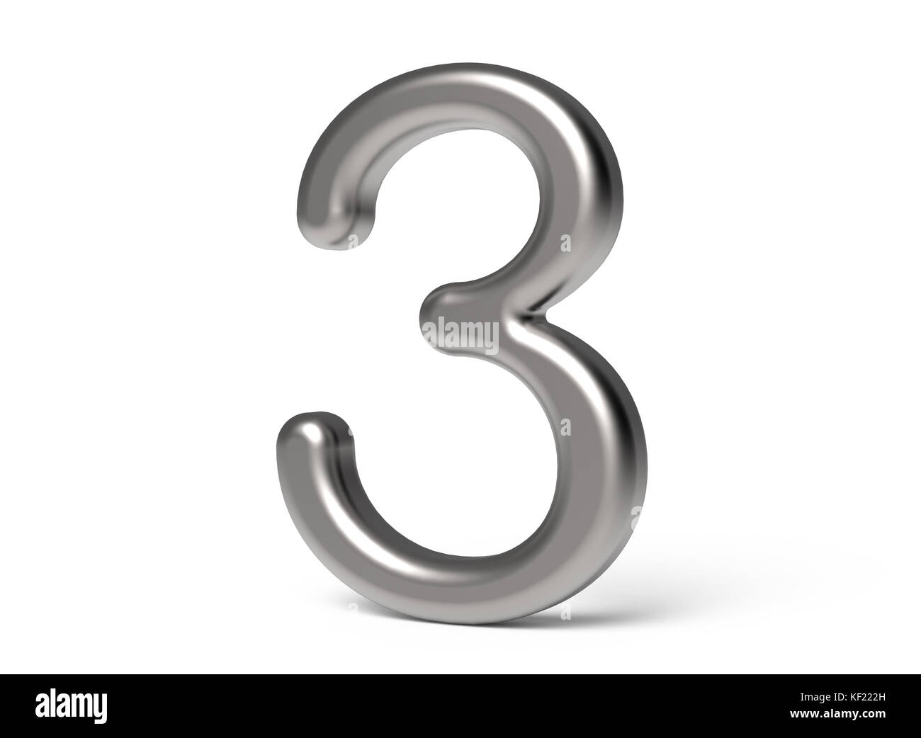 3D render numero metallico 3, sottile e lucida 3D figura design Foto Stock