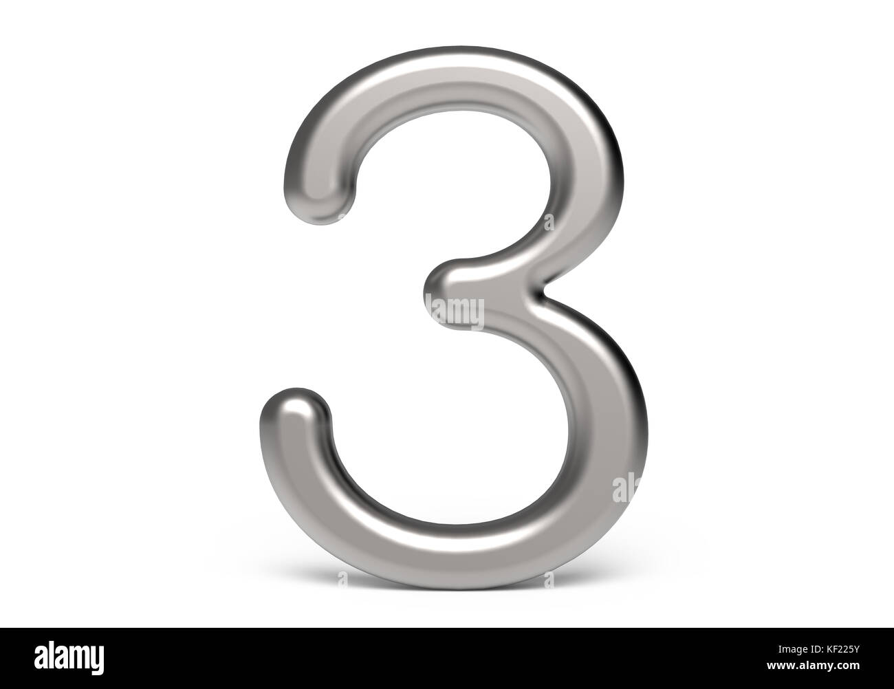 3D render numero metallico 3, sottile e lucida 3D figura design Foto Stock