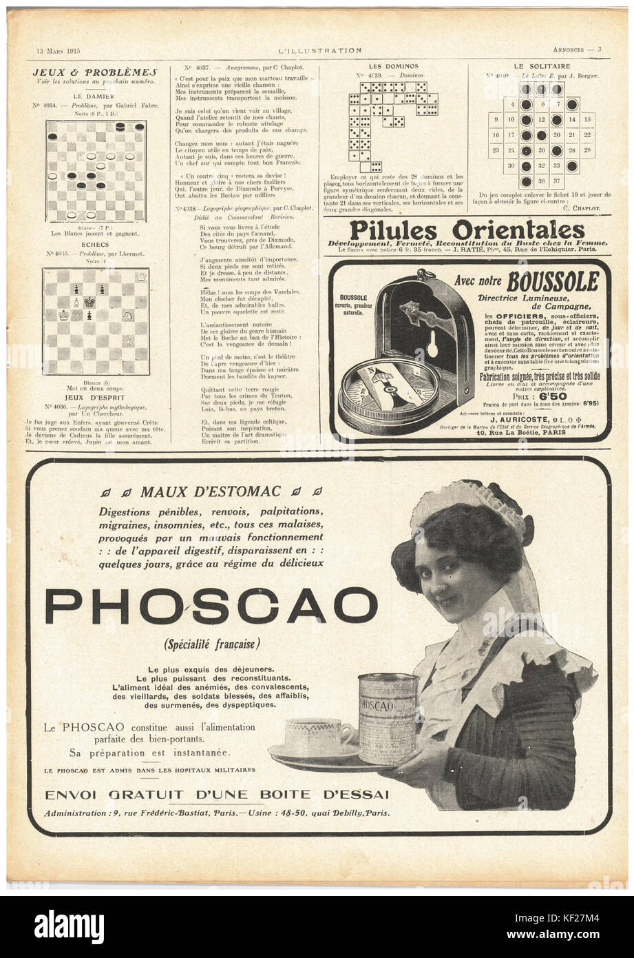 N. 3758 13 Mars 1915, scansione29, Annonces 3 Foto Stock