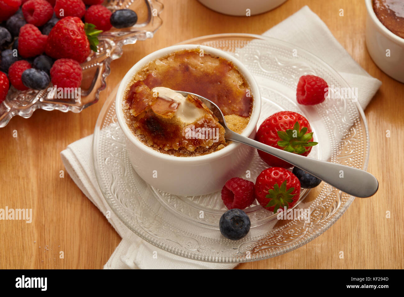 Spiced miele creme brulee Foto Stock