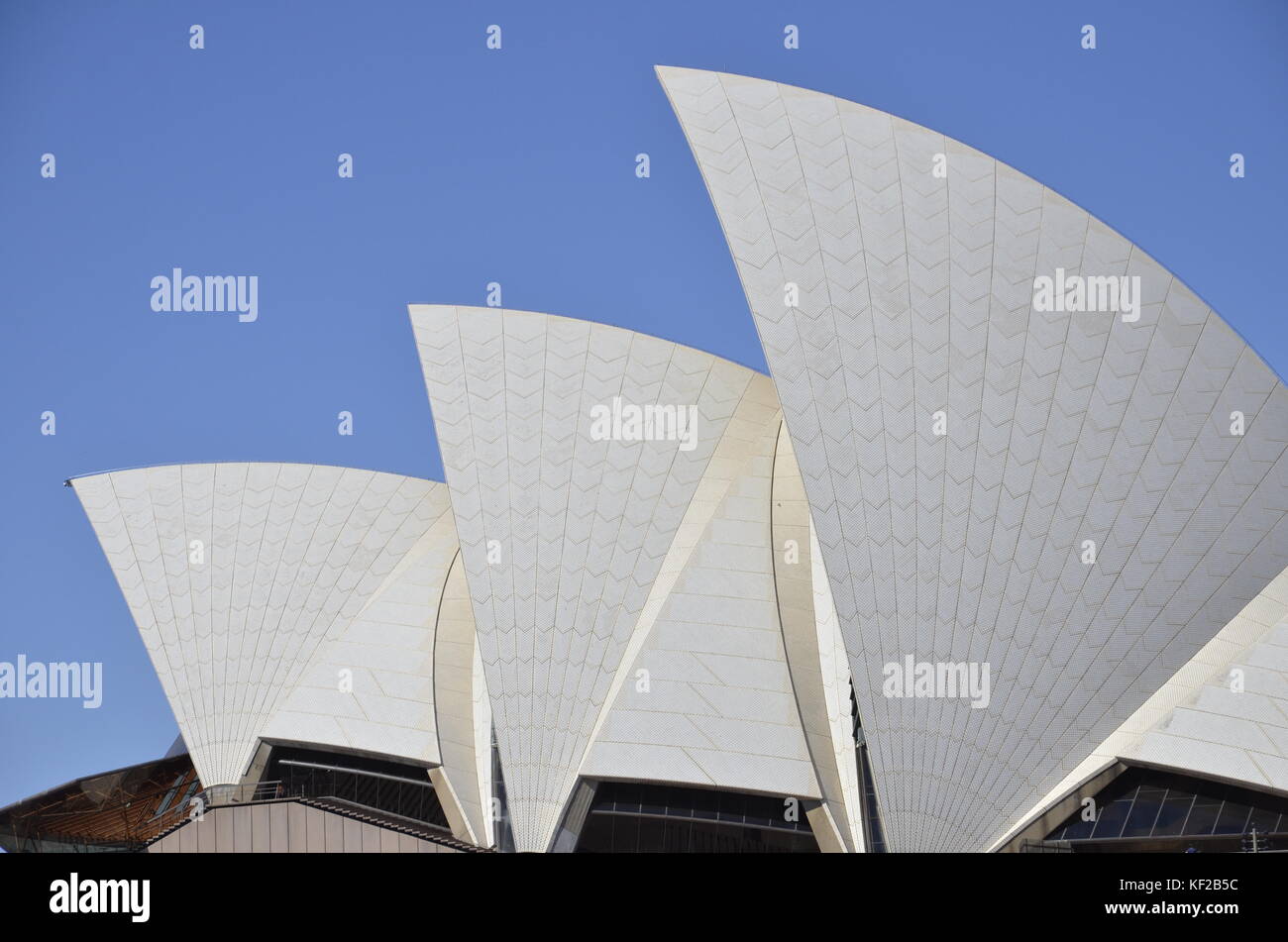 Dettaglio del tetto della Sydney Opera House at Bennelong Point nel porto di Sydney Foto Stock