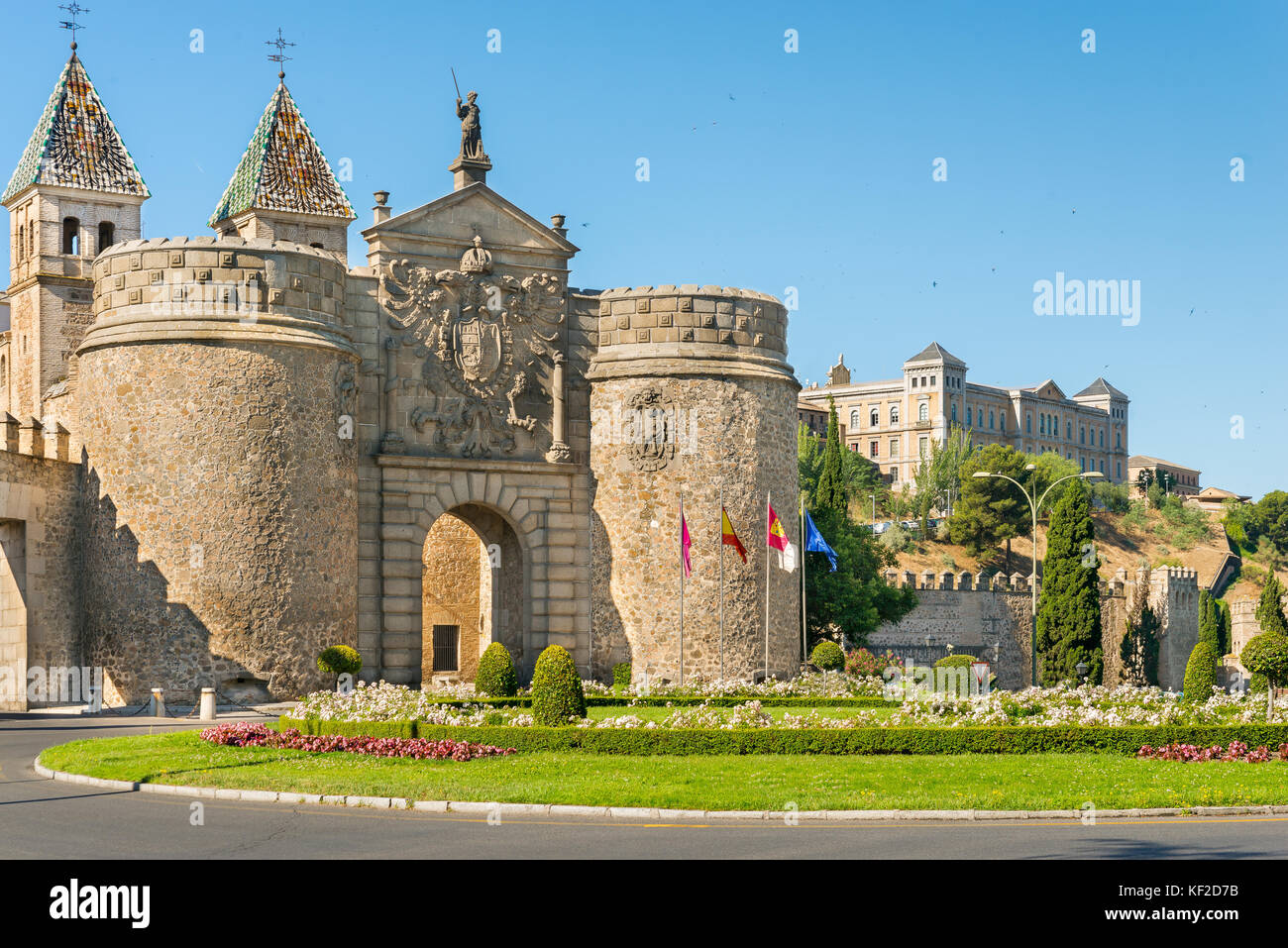 Puerta de Bisagra o alfonso vi porta in città di Toledo, Spagna. Foto Stock