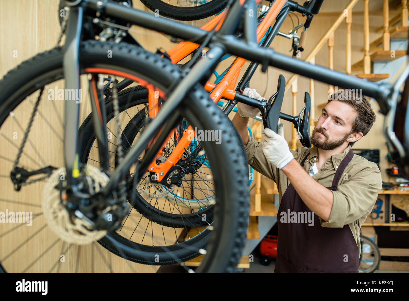 Regolazione altezza sella Foto Stock