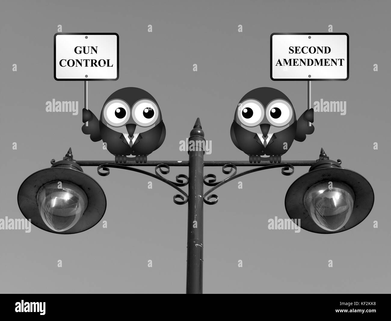 Il controllo dell'arma versi usa secondo emendamento e il diritto di tenere e portare armi Foto Stock