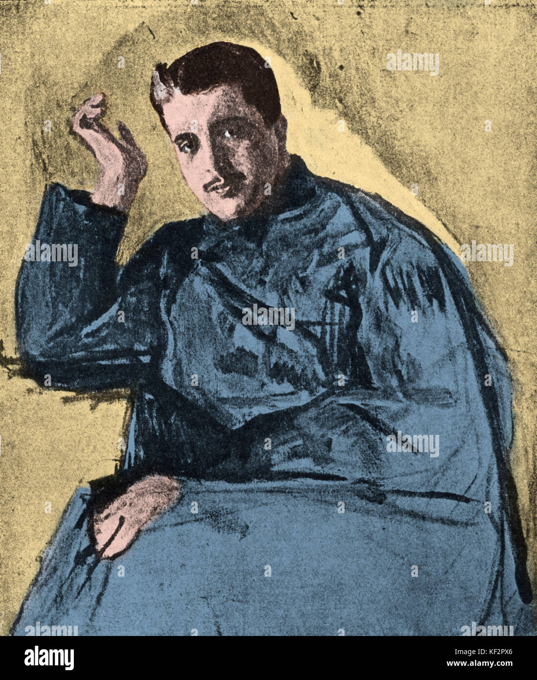 Serge Pavlovich Diaghilev - Ritratto di V. Serov. Impresario russo. Creato Ballets Russes ( 1872 - 1929 ) . Il balletto Russe, Ballets Russes. Versione Colorised. Foto Stock