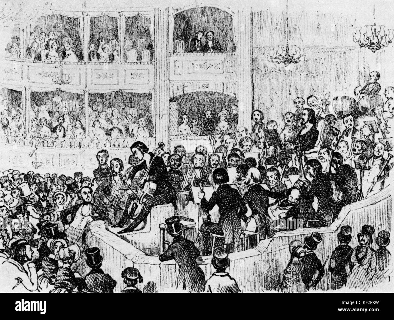 Gran Concerto presso il Teatro dell'Opera, 23 novembre 1840. Disegno a matita da Richard Doyle 's Diario di MS. Foto Stock