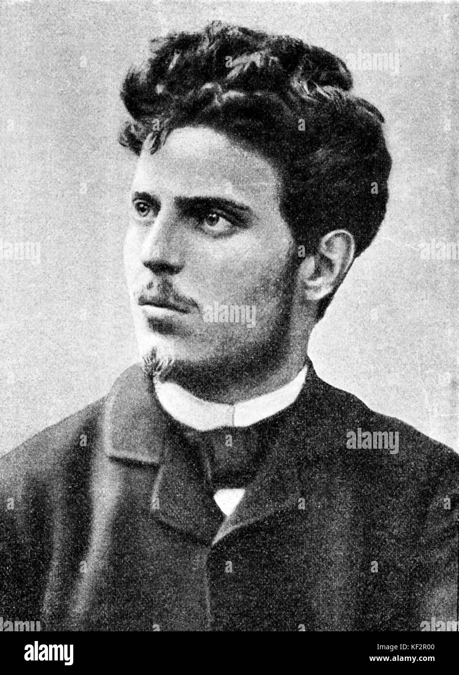 Pietro Mascagni, (1863-1945), compositore italiano. Al momento egli studiava al conservatorio di Milano College of music di pre 1876, fotografia di Giulio Rossi. Foto Stock