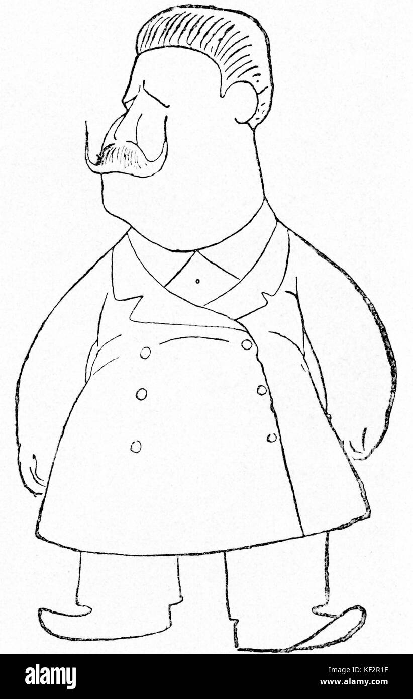 Ruggero Leoncavallo, compositore italiano. 1857 - 1919. La caricatura da Amerino Cagnoni in (1853 - 1923) in Guerin meschino. Foto Stock