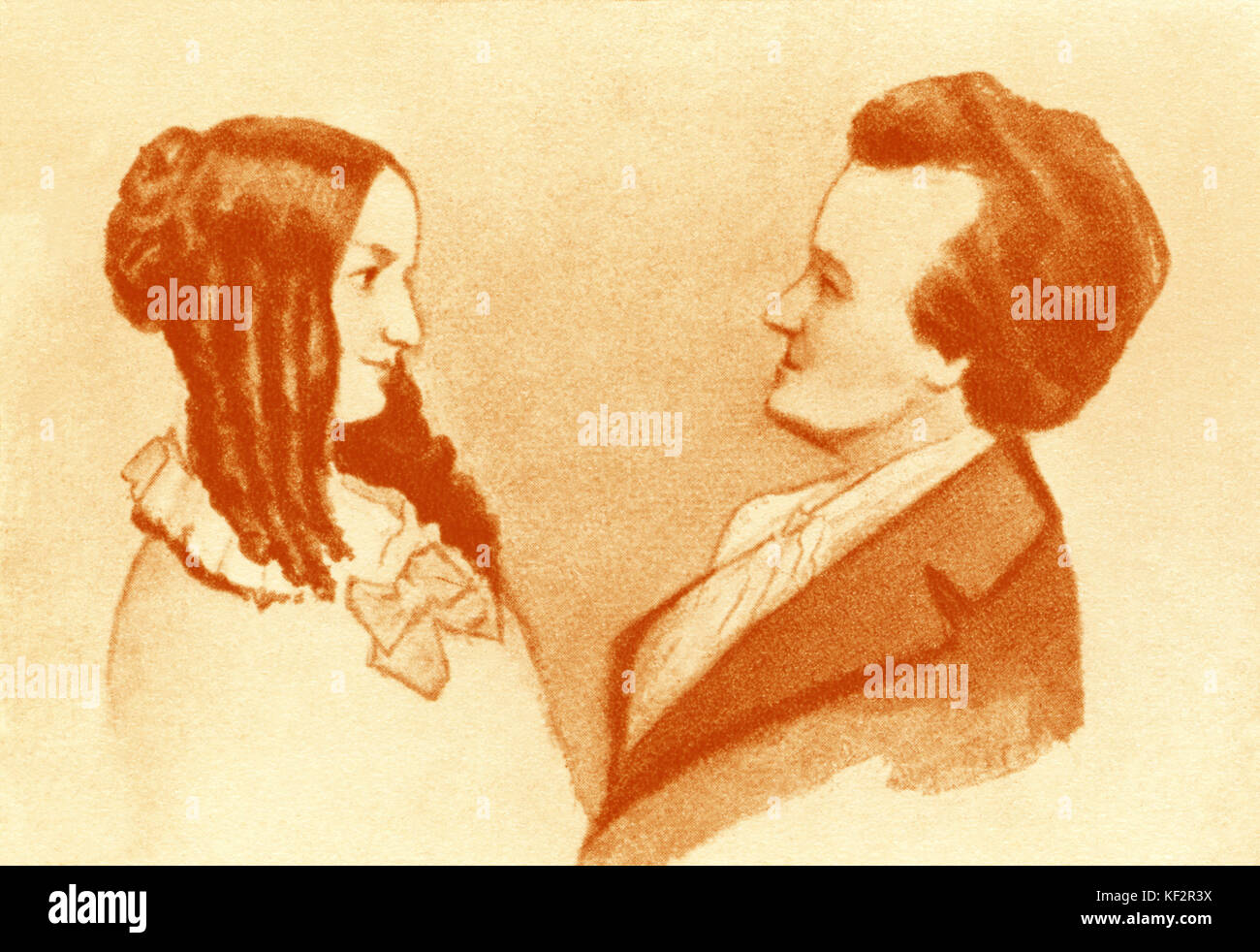Richard Wagner con Caecilie Geyer, sua sorella. CG: 1815- 1893. RW: compositore tedesco & autore, 22 maggio 1813 - 13 febbraio 1883. Foto Stock