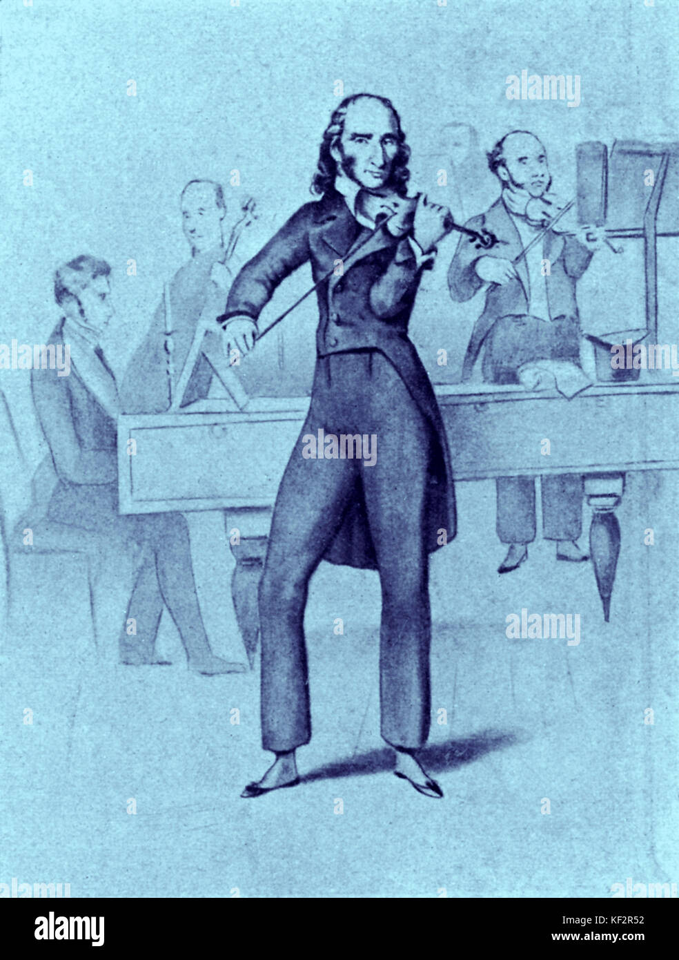 PAGANINI, Niccolo, suona il violino Italiano violinista e compositore (1782-1840) Foto Stock