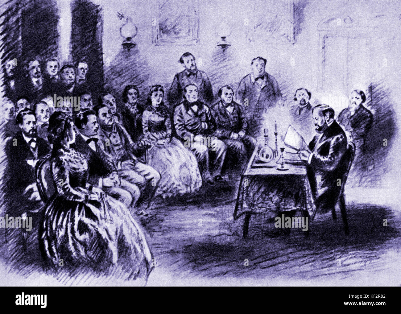 Piotr Tchaikovsky - "La mosca cerchi artistico'. Nel 1866 T è stata invitata a Mosca come teoria musicale istruttore presso il 'Musical classi" (Conservatorio), dove ha incontrato Mosca artistico, letterario e teatrale di cerchio e un Ostrovsky n. Il compositore russo, 7 maggio 1840 - 6 novembre 1893. Foto Stock