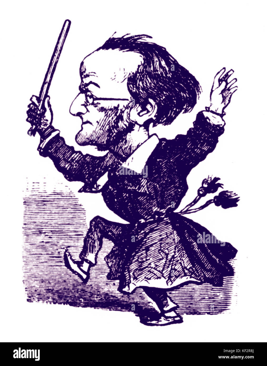 WAGNER - caricatura - 1864 da 'Wiener humoristisches Jahrbuch' (Vienna annuario umoristica). Compositore tedesco & autore (1813-1883). Foto Stock