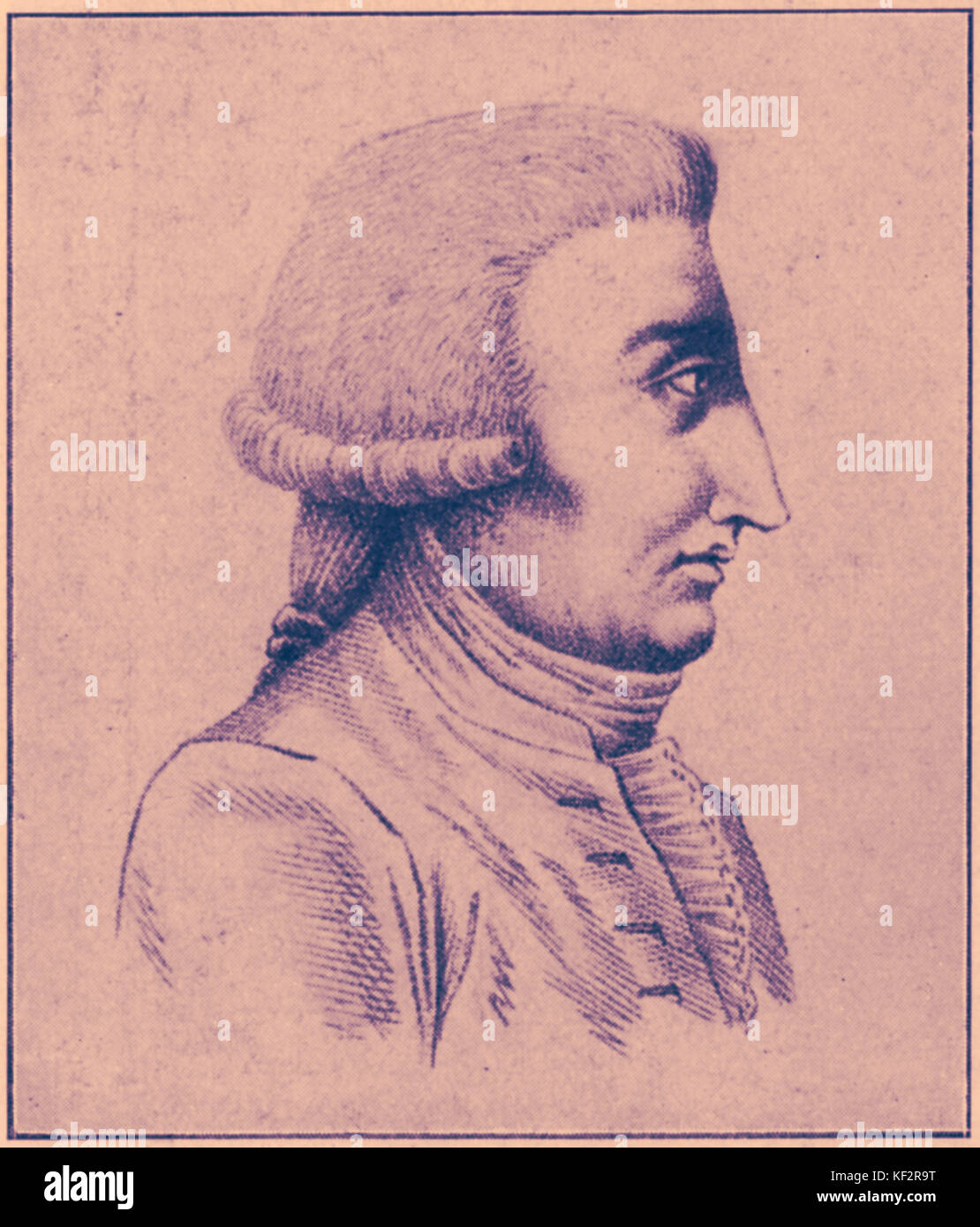 LOCATELLI, Pietro. L'Italiano violinista e compositore, - ritratto di profilo 1695-1764 Foto Stock