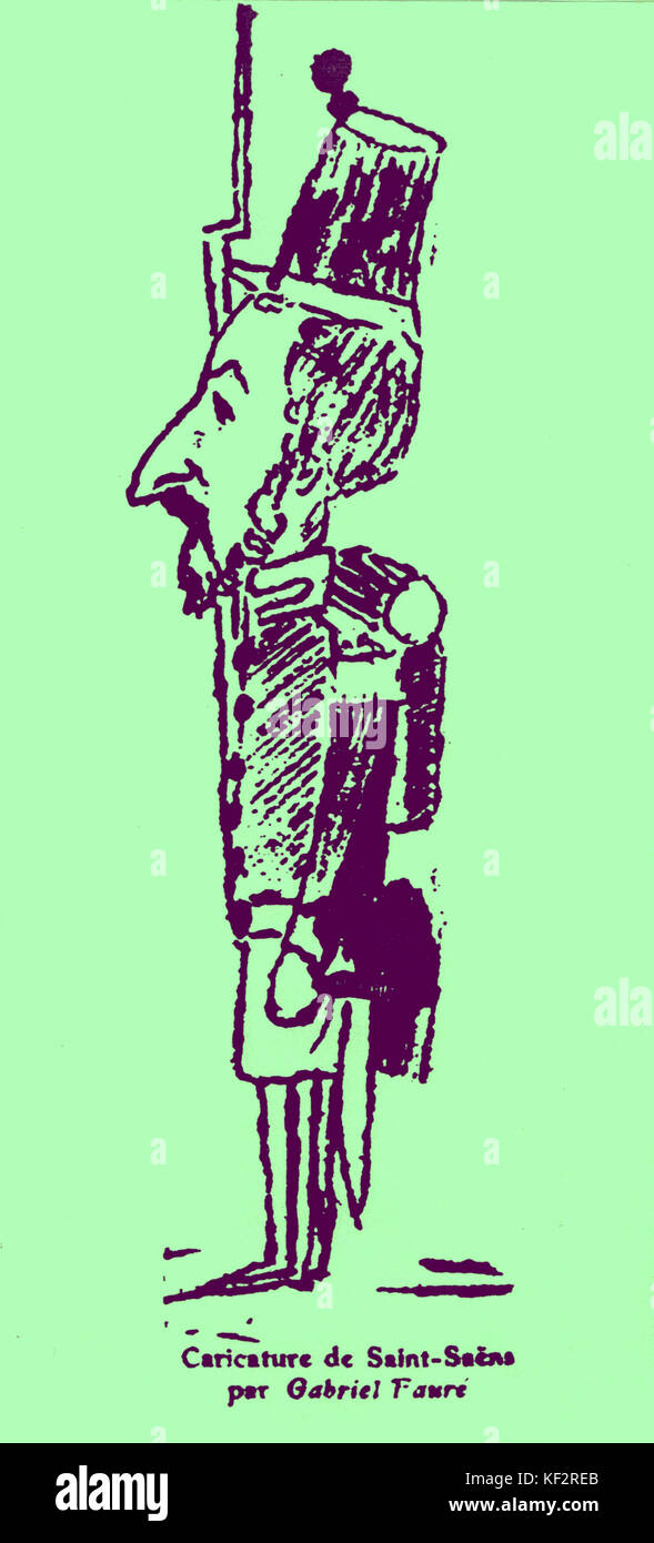 SAINT-SAENS, Camille-caricatura di Fauré. Il compositore francese. 9 Ottobre 1835 - 16 dicembre 1921.Gabriel Faure: Il compositore francese 1845-1924 Foto Stock