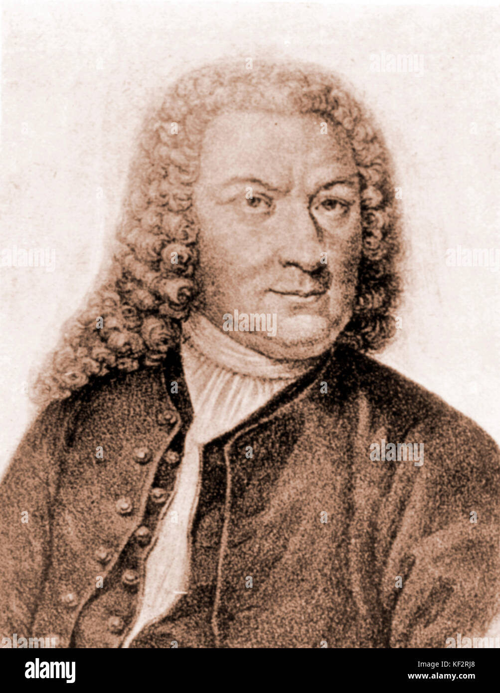 Johann Sebastian Bach - ritratto del compositore tedesco e organista - testa e spalle. 1685-1750 Foto Stock