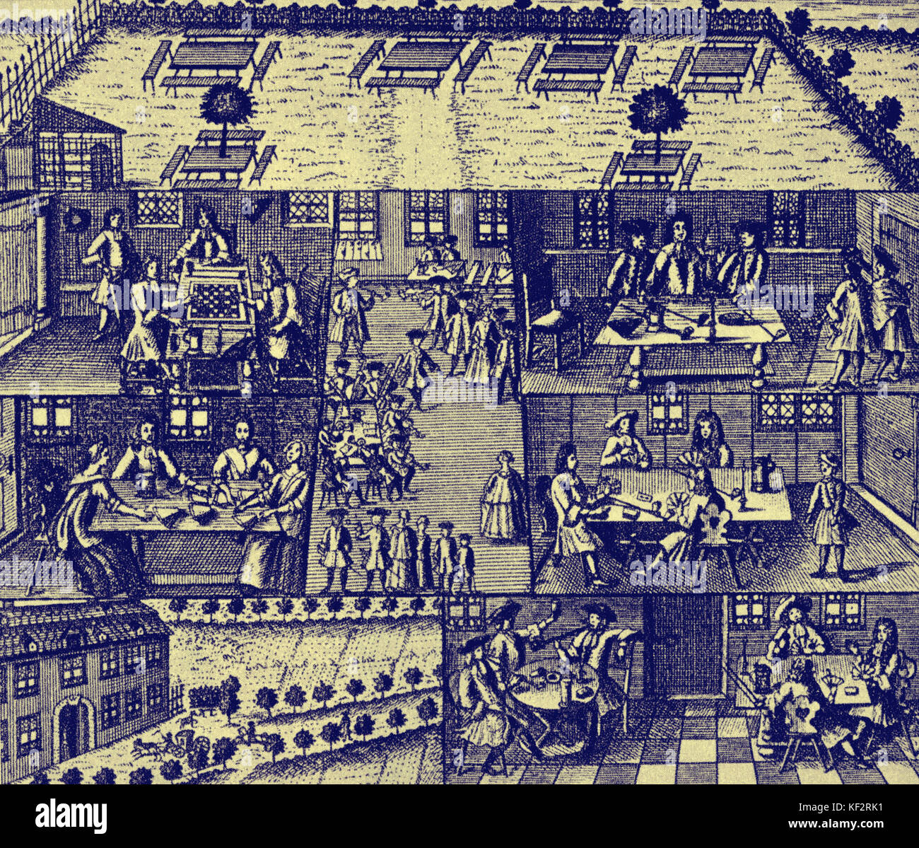 Johann Sebastian Bach - Caffe Cantata 1734 'L'Leipzig Kuchengarten' (in Grimmaischen Steinweg, nel sobborgo di Gaststätte, a sud di Lipsia) tracciata nel 1746. Bach Collegium Musicum sarebbero in grado di soddisfare qui in estate. Di proprietà di Katherinenstrasse coffee house proprietario. Bach Collegium Musicum sarebbero in grado di soddisfare. Foto Stock