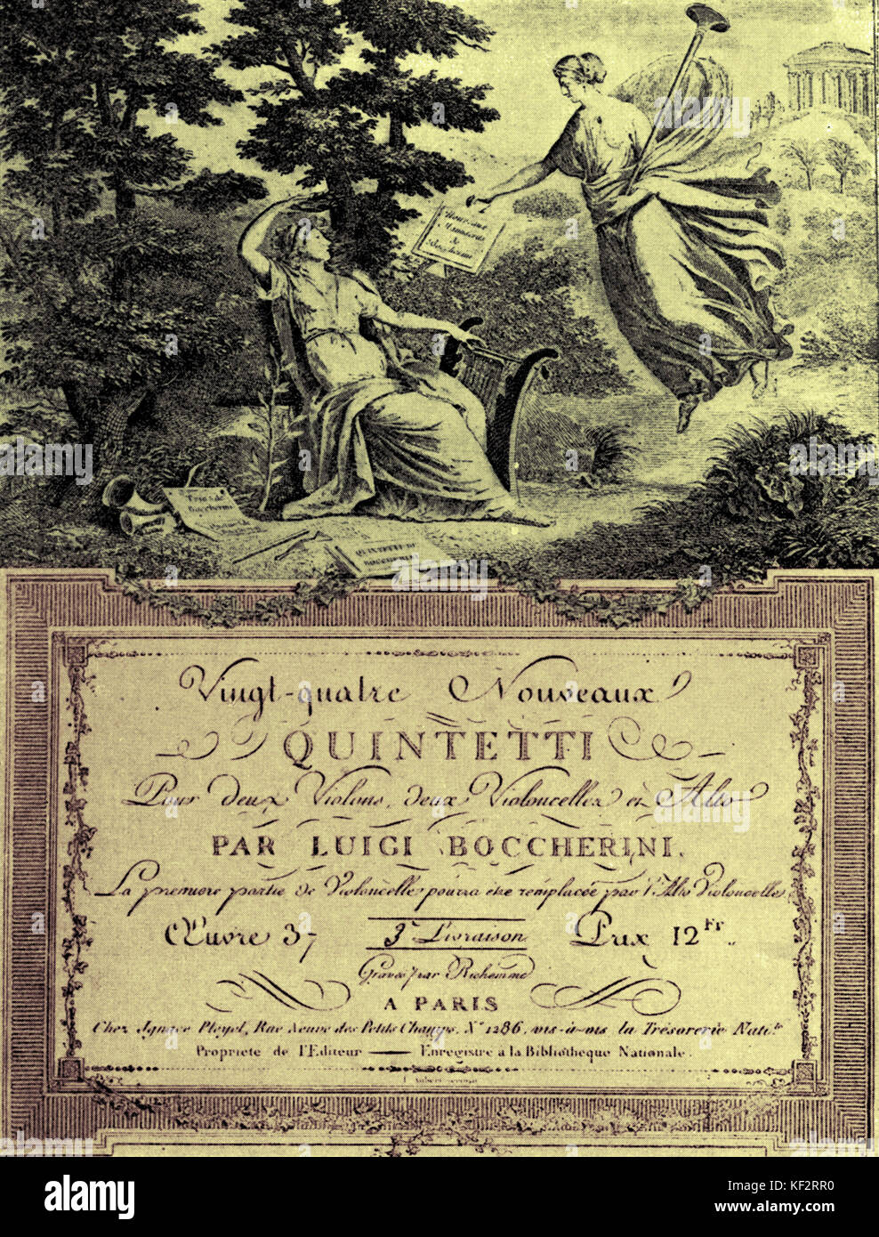 BOCCHERINI, Luigi - 1a edizione del 24 quintetti. Compositore italiano ( 1743 - 1805 ) pubblicato a Parigi. Foto Stock