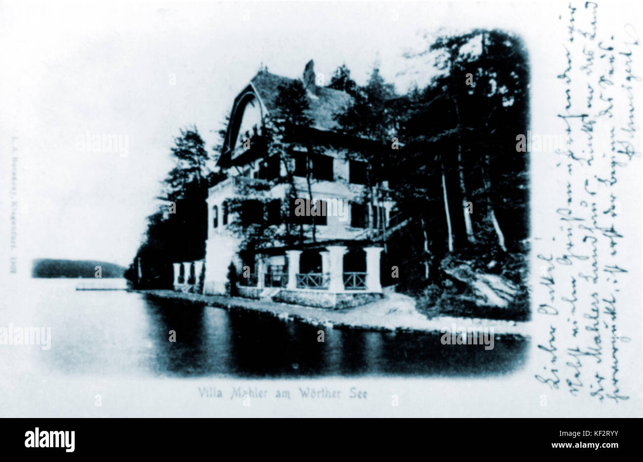 Gustav Mahler 's home a Maiernigg sul Wörther See. Ha lavorato sulla quinta sinfonia qui. Didascalia da cartolina letture - Villa Mahler am W il compositore austriaco, 1860-1911 Foto Stock