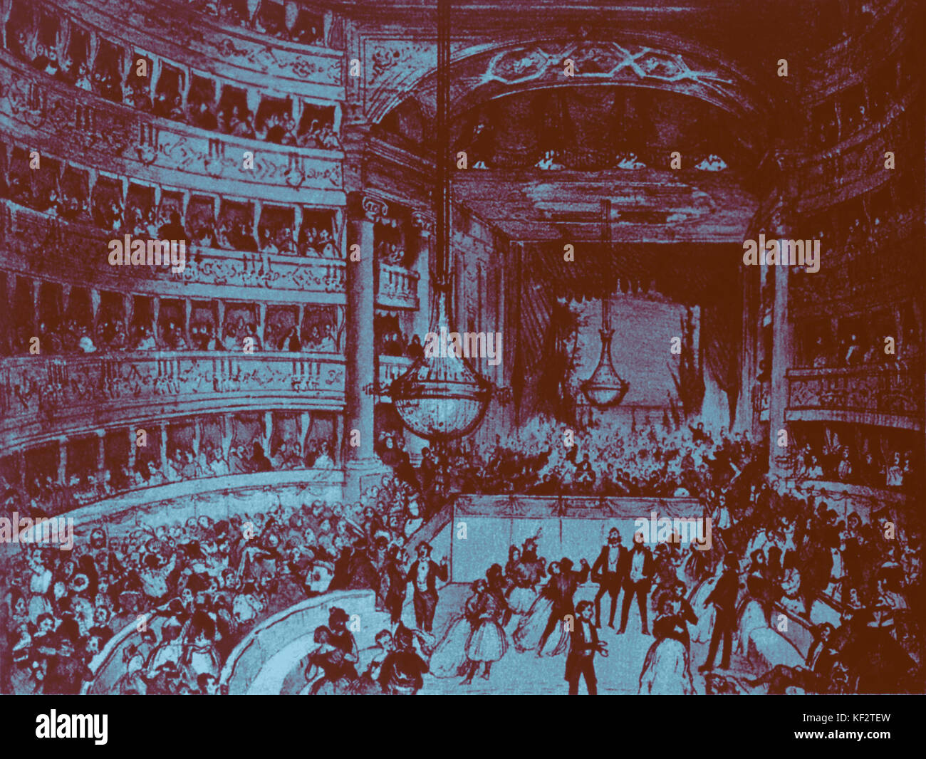 Milano - Teatro Carcano interni - sfera in corso, 1803. Verdi e la battaglia di Legnano hanno presentato per la prima volta qui in 1859, Donizetti Anna Bolena hanno presentato per la prima volta qui in 1830 Foto Stock