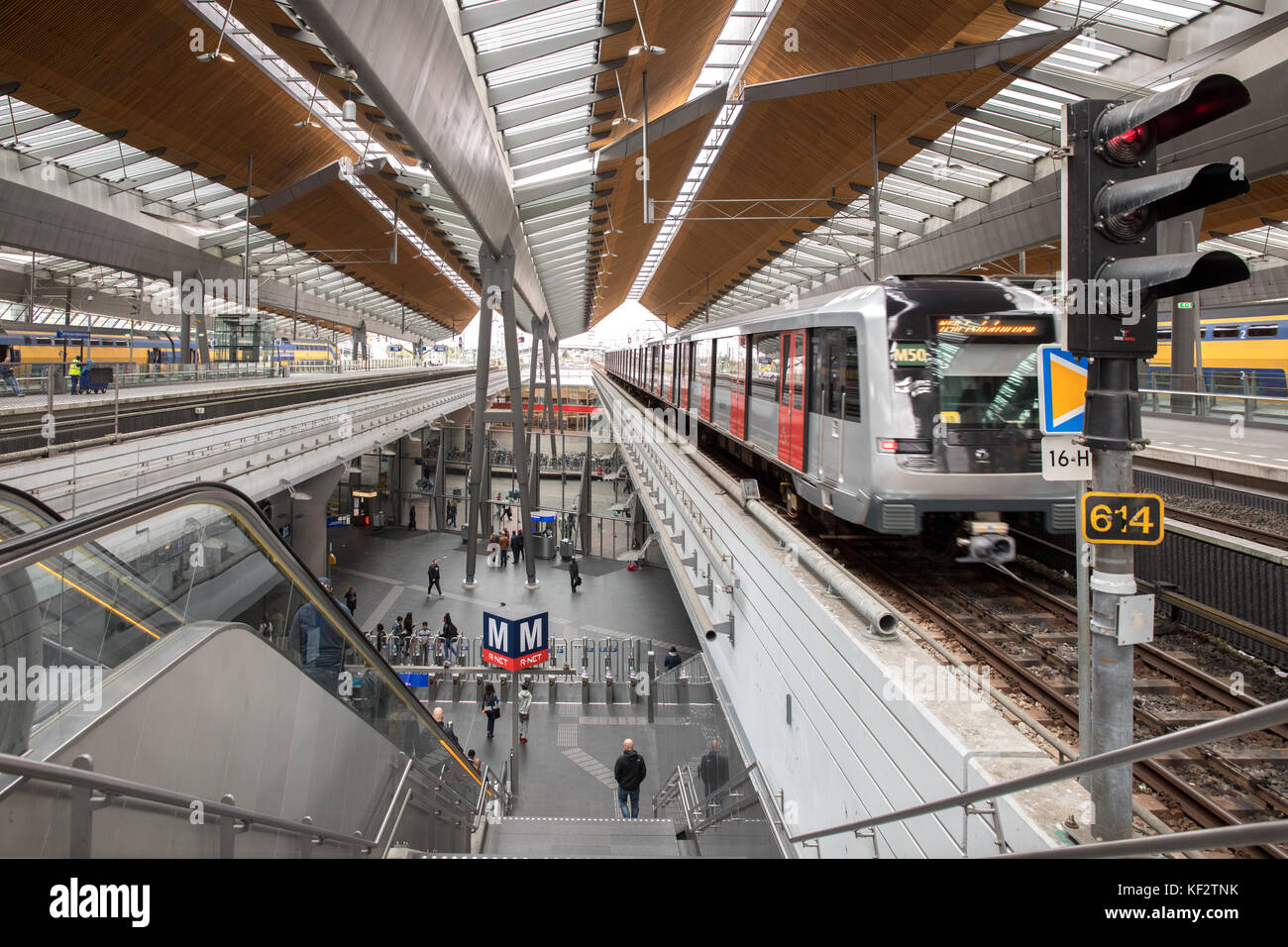 La metropolitana di Amsterdam, Paesi Bassi Foto Stock