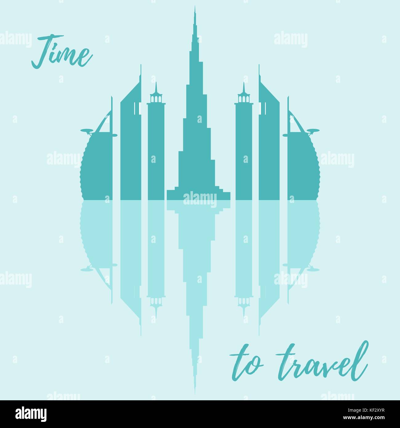 Illustrazione vettoriale di emirati arabi uniti grattacieli silhouette. edifici di Dubai. design per banner, poster o di stampa. Illustrazione Vettoriale