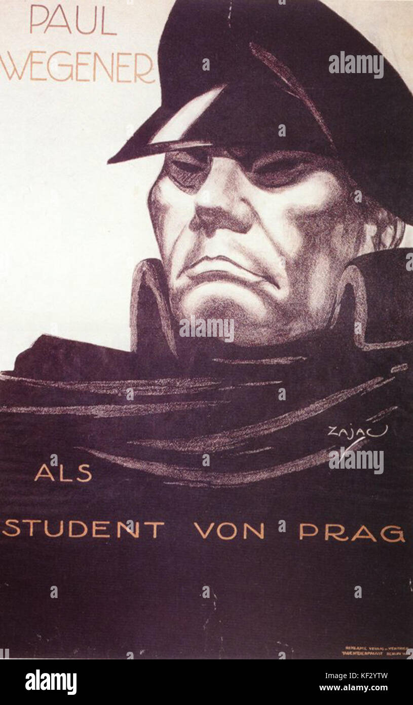 Paul Wegener als Student von Prag, Filmplakat 1913 Foto Stock